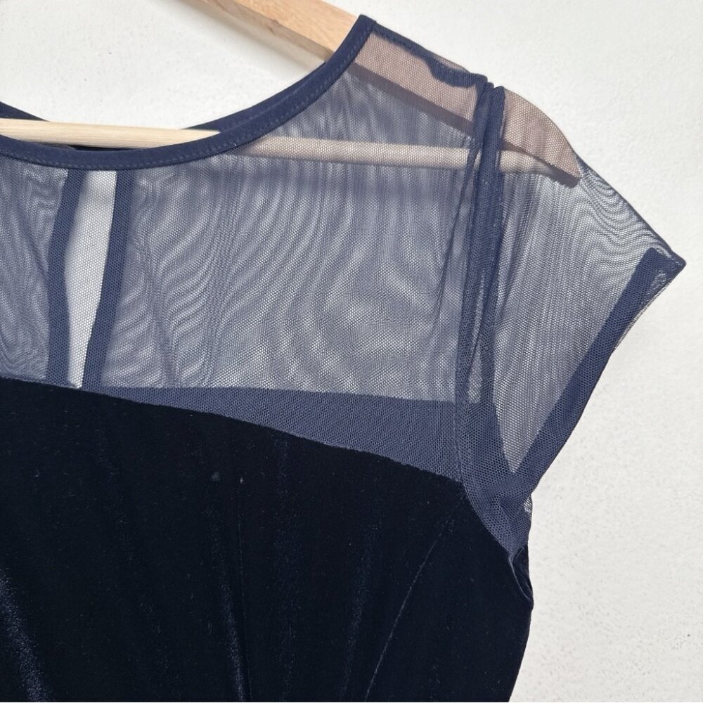 Joseph Ribkoff Womens 10 NWT Elegant Navy Velvet Ruffle Sheath Dress - Picture 7 of 14